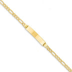Custom Engraved 14K Gold Men's Figaro Link ID Bracelet