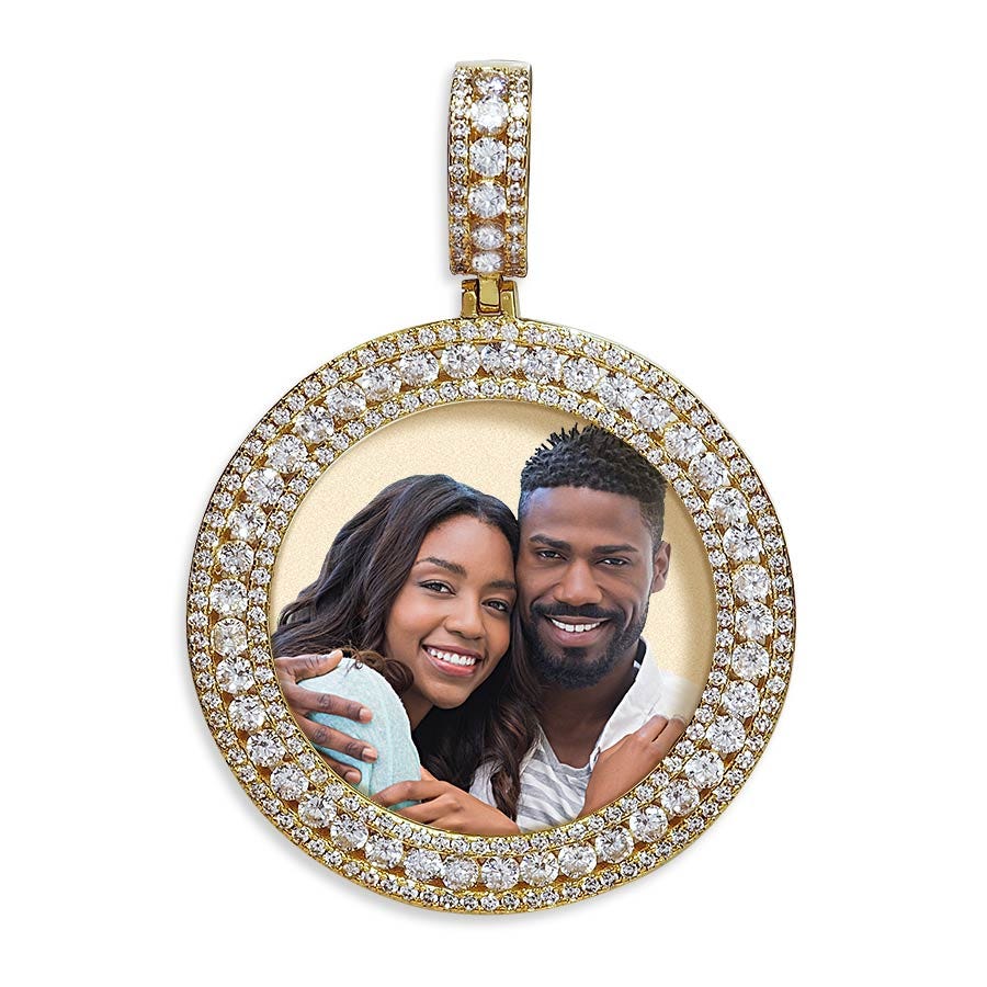 Cubic Zirconia Photo Engraved Pendant
