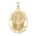 Saint Sebastian - Scalloped Oval Religious Medal