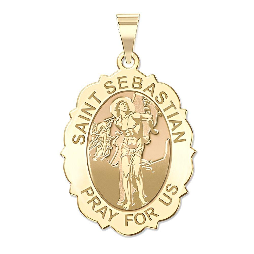 Saint Sebastian - Scalloped Oval Religious Medal