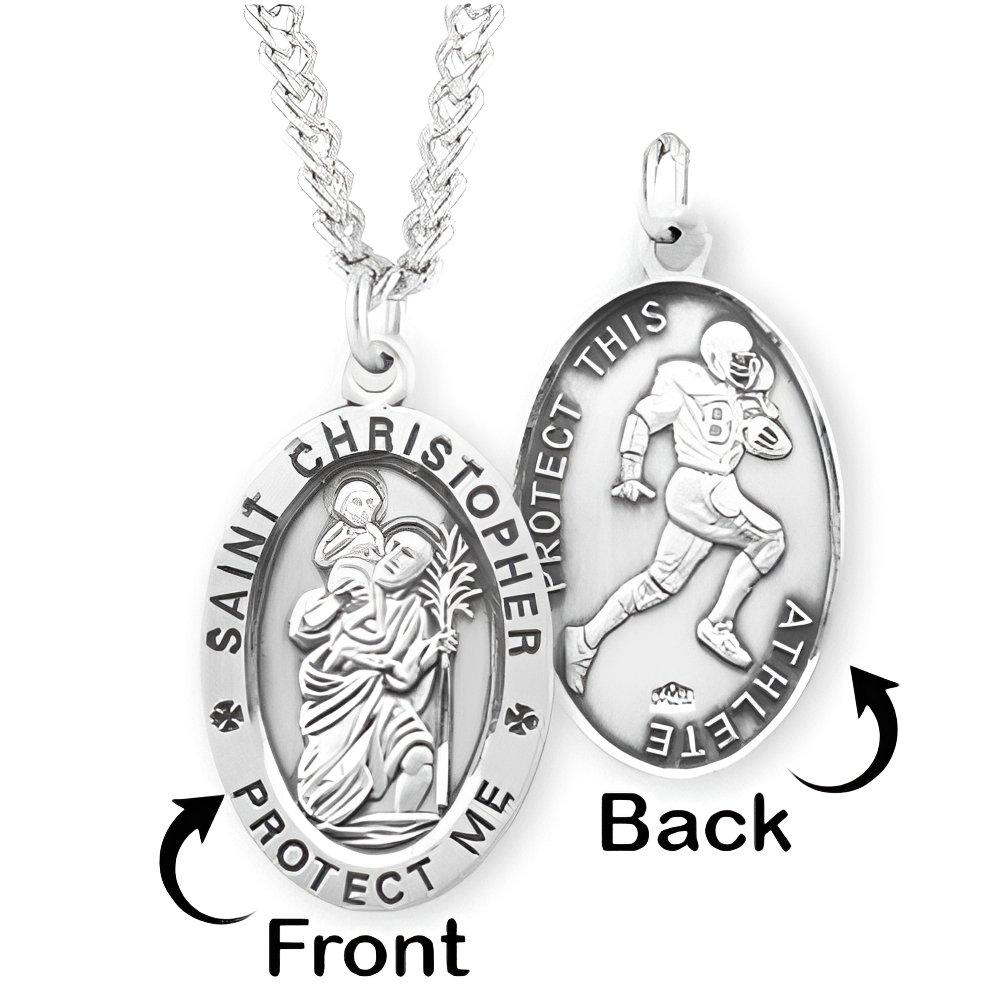 Saint Christopher Double Sided Football Oval Medal