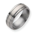 Titanium Sterling Silver Inlay Approx. 0.31 Inch Brushed and Polished Wedding Band