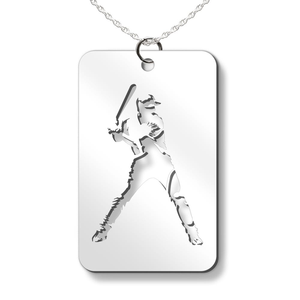 Baseball Slugger Cut-Out Rectangle Pendant
