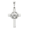 14K White Gold Claddagh Cross Pendant