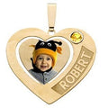 Heart W/ 1 Name Etched with Your Birthstone