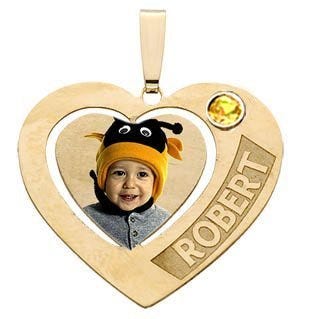 Heart W/ 1 Name Etched with Your Birthstone