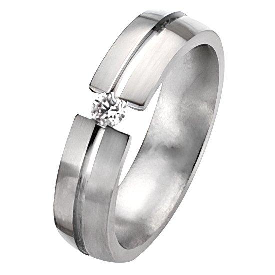 Titanium Approx. 0.24 Inch Diamond Brushed Wedding Band