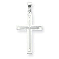 14K White Gold Double Outline Cross Pendant