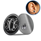 Black Monogram Script Earrings