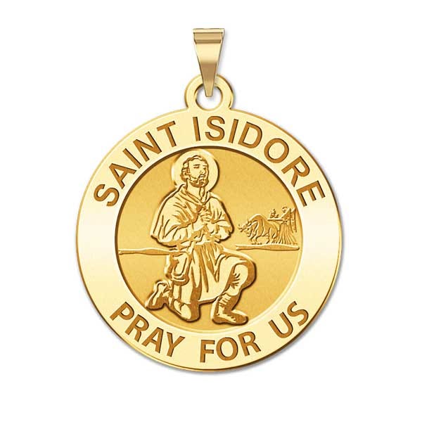 Saint Isidore Round Religious Medal