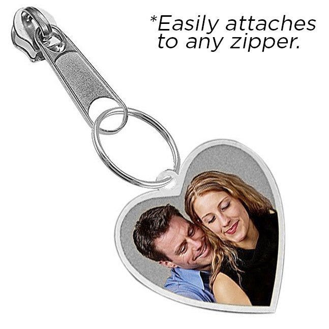 Zipper Pull Medium Heart with Border Photo Charm