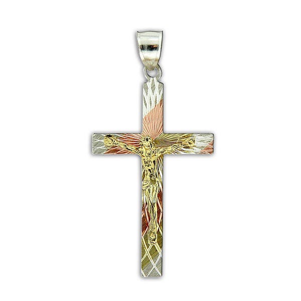 Tri-Color Crucifix Cross Pendant