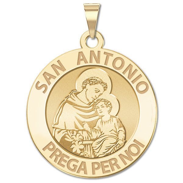 Saint Anthony Italian Round Religious Medal