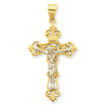 Two Tone Inri Fleur De Lis Crucifix Pendant