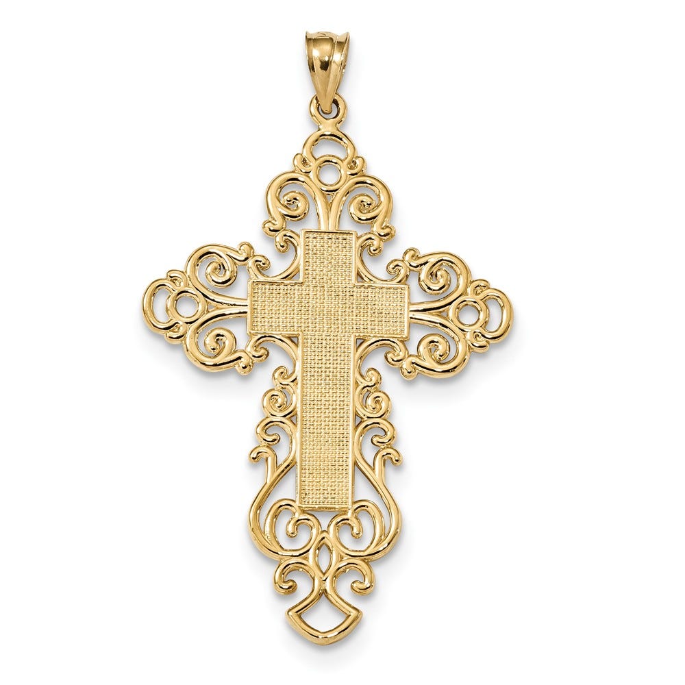14K Yellow Gold Polished Fancy Cross Pendant