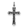 Sterling Silver Rhodium Plated With Black Epoxy Cross Pendant