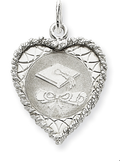 Sterling Silver Graduation Cap & Diploma Disc Charm