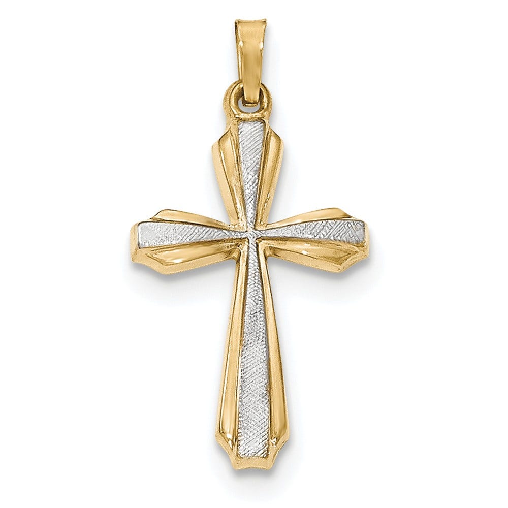 14K Textured And Polished Passion Cross Pendant