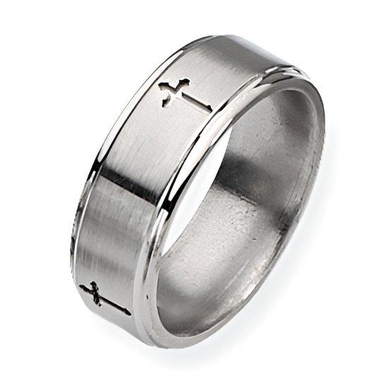 Titanium Flat Cross Approx. 0.31 Inch Satin Wedding Band