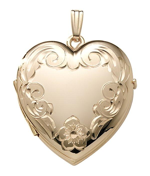 14K Gold Filled Floral Heart 4 Photo Locket