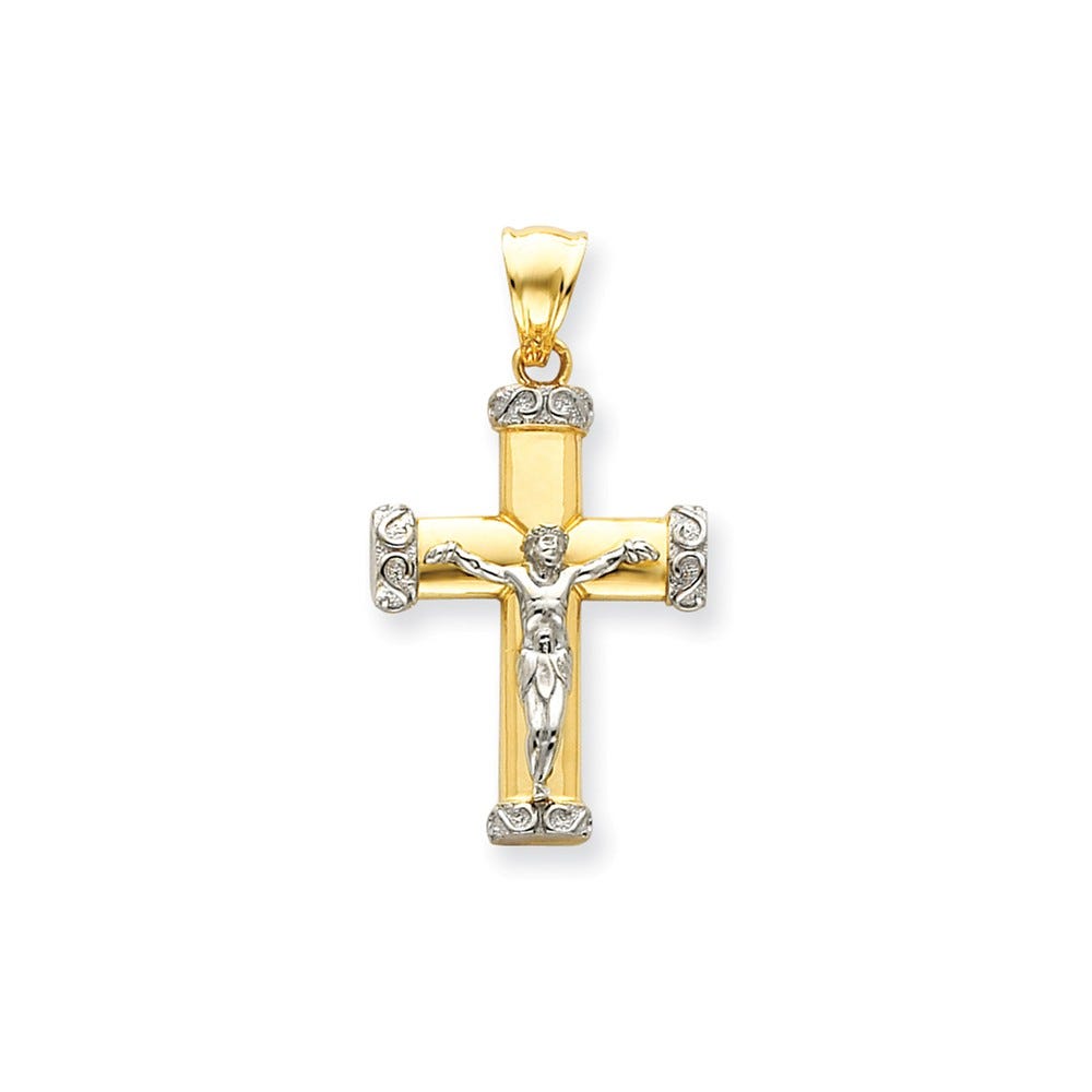 14K Two-Tone Crucifix Pendant