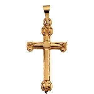 14K Yellow Gold Budded-Ends Cross Pendant