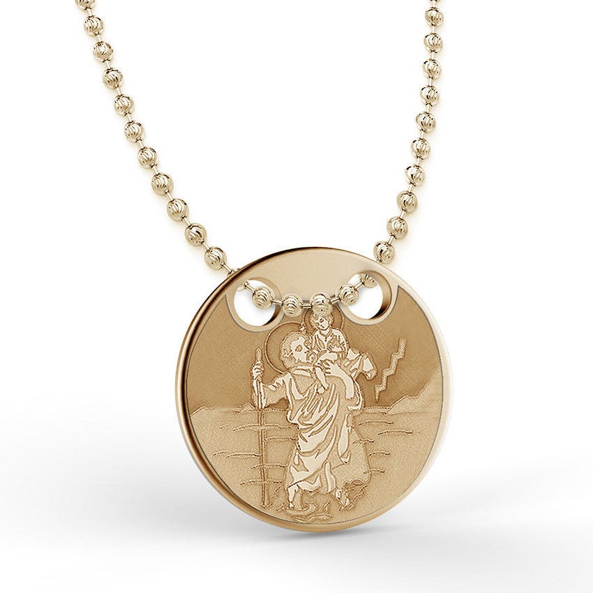 Saint Christopher Round Pendant With Chain
