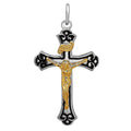 Two Tone Clover-Ended Crucifix Pendant