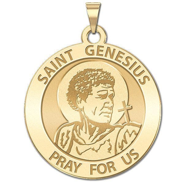 Saint Genesius Round Religious Medal (Traditional)