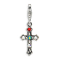 Sterling Silver Crystal Cross Charm