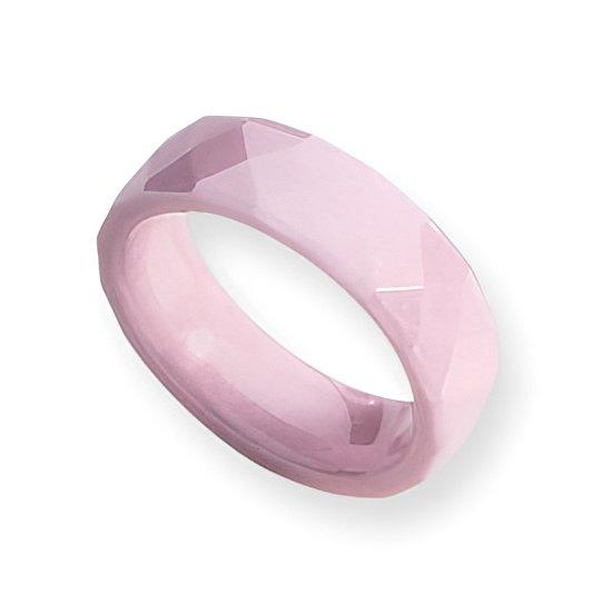 Ceramic Pink Faceted Approx. 0.24 Inch Polished Wedding Band