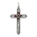 Sterling Silver January Birthstone Cross Pendant