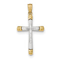 Two-Tone Diamond-Cut Cross Pendant