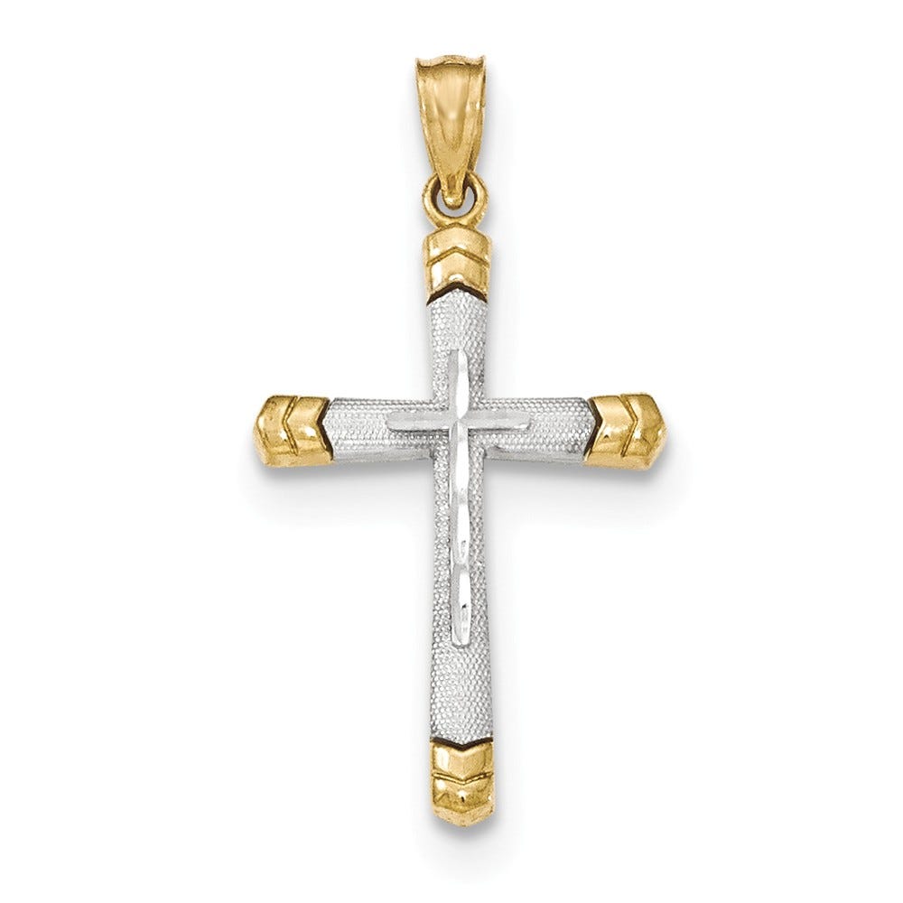 Two-Tone Diamond-Cut Cross Pendant