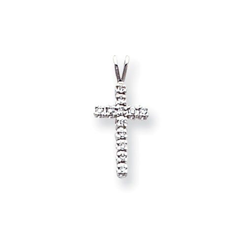 14K White Gold Aaa Diamond Cross Pendant
