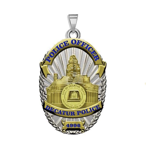 Personalized Texas Decatur Police Badge with Your Rank and Number