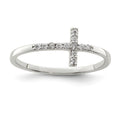 Sideways Cross Ring With Cubic Zirconia
