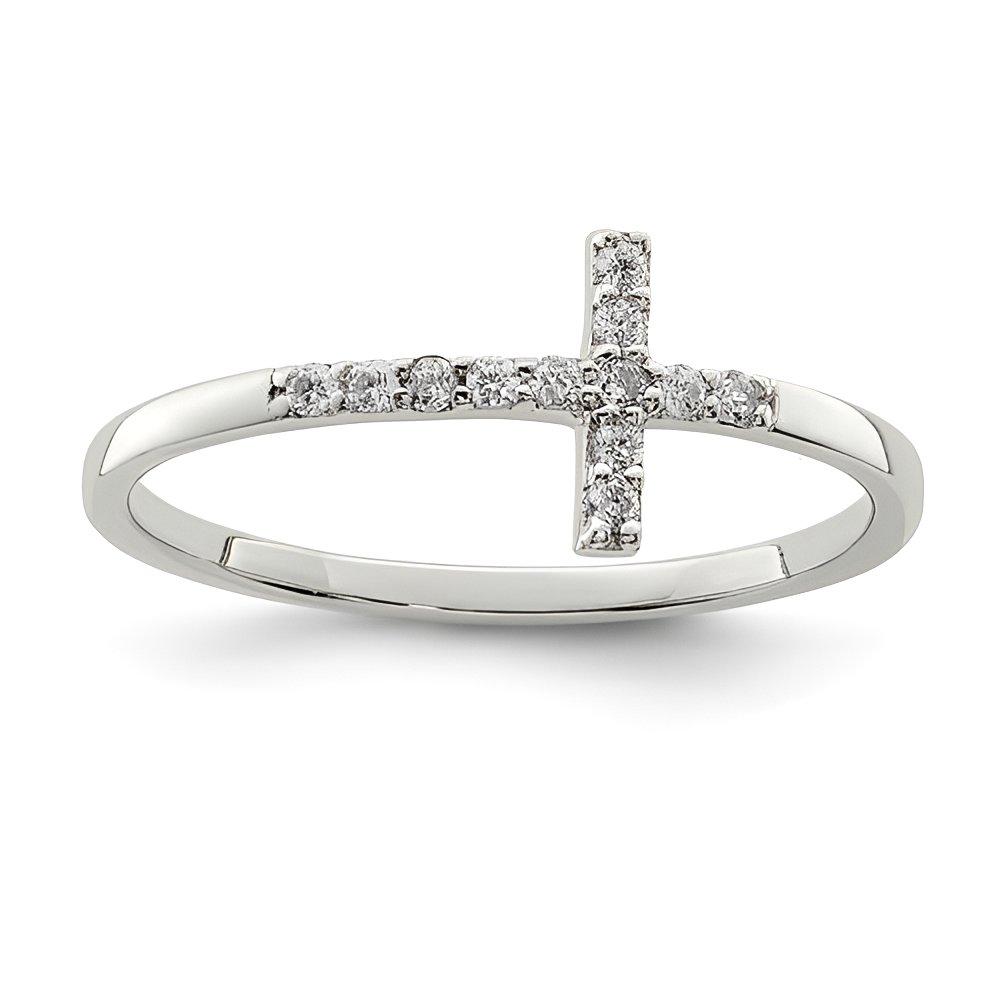 Sideways Cross Ring With Cubic Zirconia