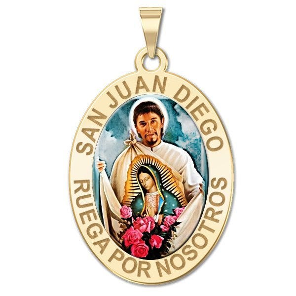 San Juan Diego Oval Color Religious Medal