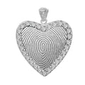 Custom Fingerprint Heart Pendant with Cubic Zirconias