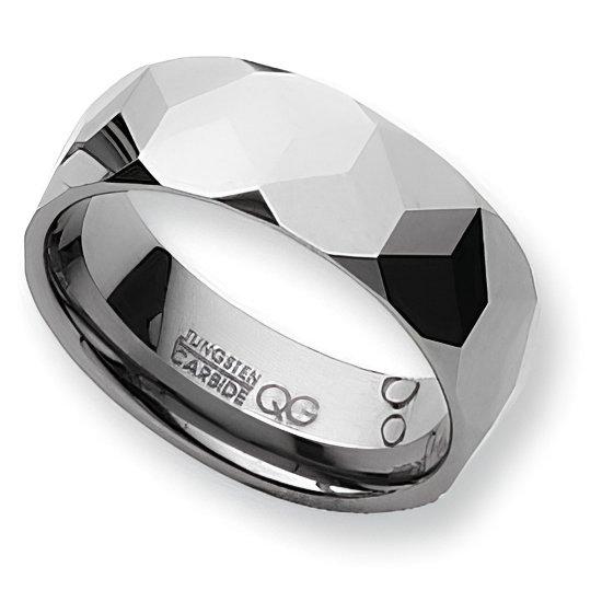Tungsten Faceted Approx. 0.31 Inch Polished Wedding Band