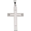 14K White Gold Grooved-Arm Cross Pendant