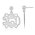 Sterling Silver Outlined Monogram Vine Script Earrings