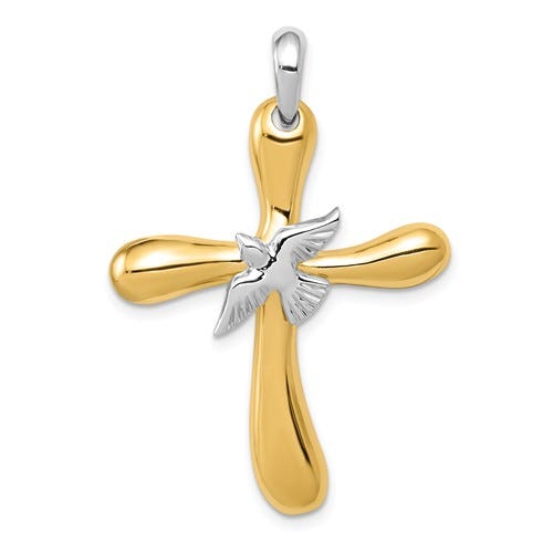 Two-Tone Dove Cross Pendant