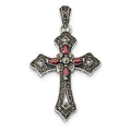 Red Cubic Zirconia And Marcasite Cross Pendant