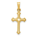 14K Yellow Gold Fleur De Lis Cross Pendant