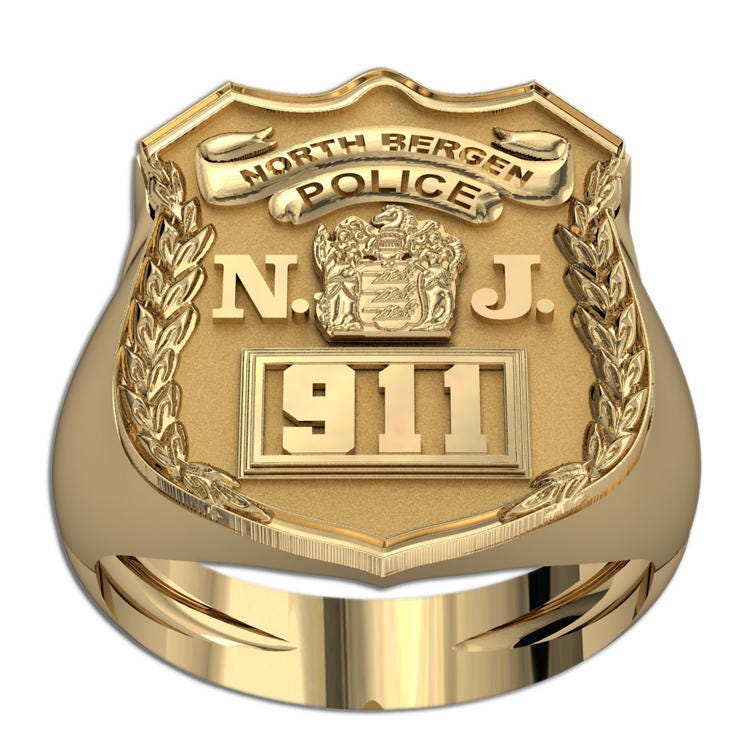Personalized New Jersey Police Badge Ring with Number & Department