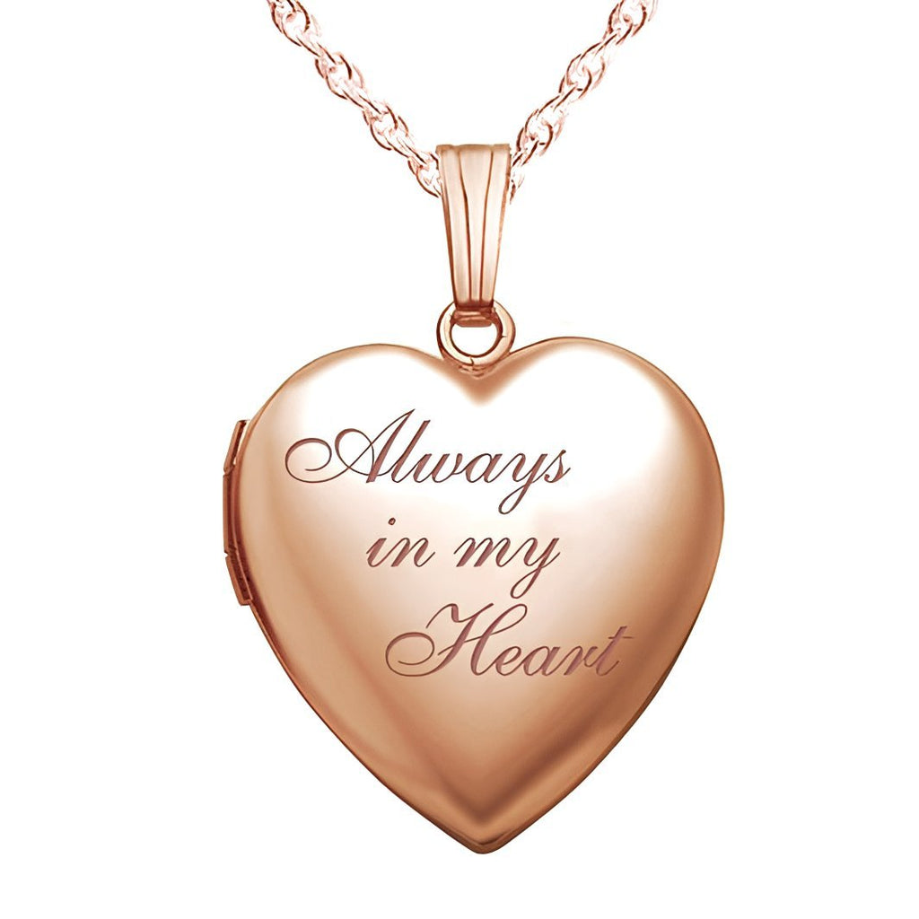 14K Rose Gold Always In My Heart Photo Locket