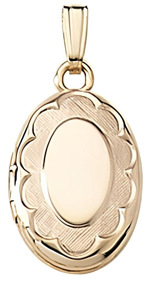 Solid 14K Yellow Gold Small Oval Photo Locket