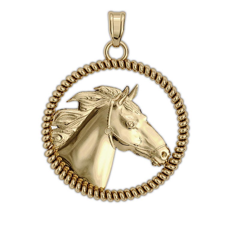Racehorse On A Round Rope Frame Horse Jewelry Pendant or Charm